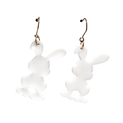 White Easer Bunny Earrings with Hypoallergenic Niobium NZ