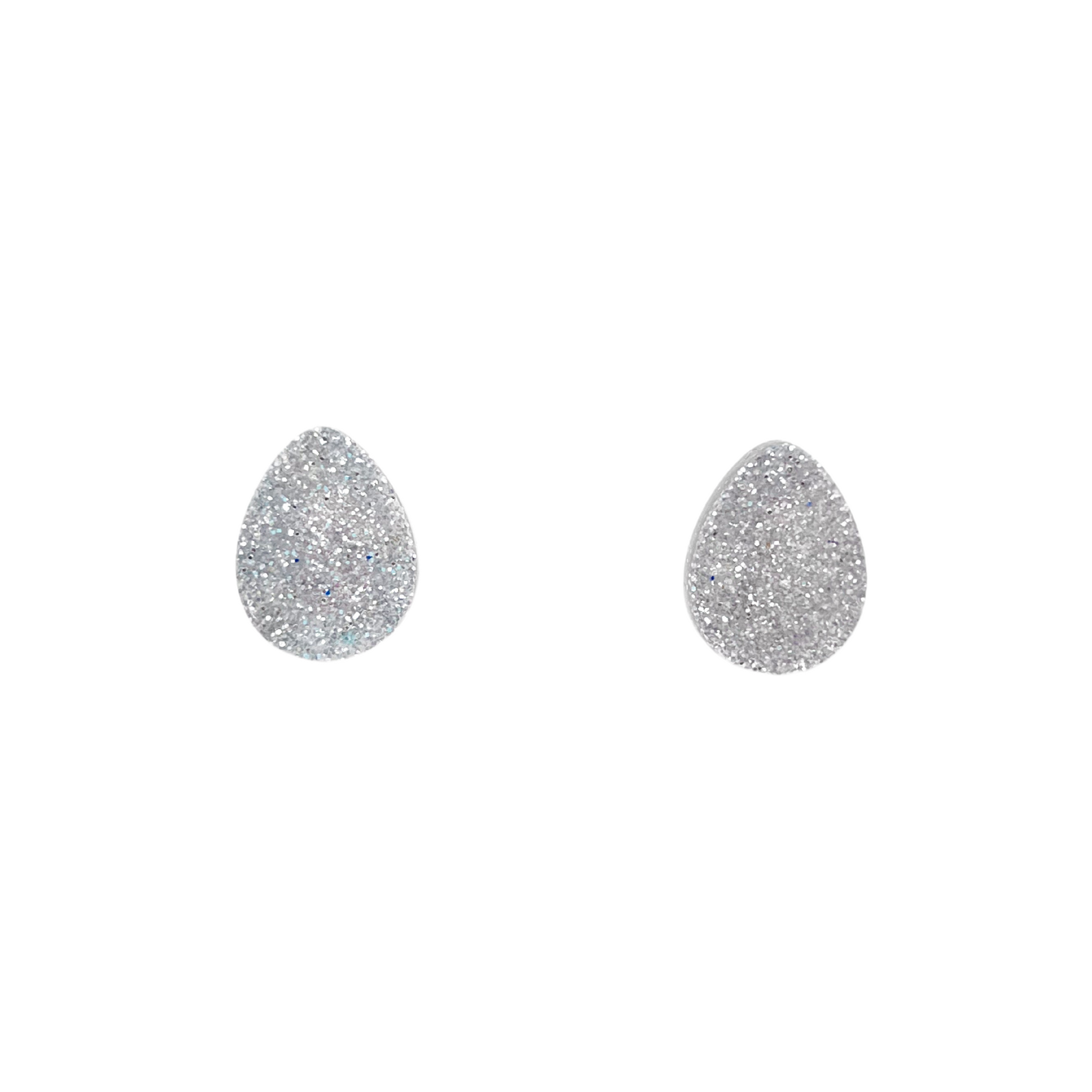 Silver Glitter Easter Stud Earrings with Hypoallergenic Titanium NZ