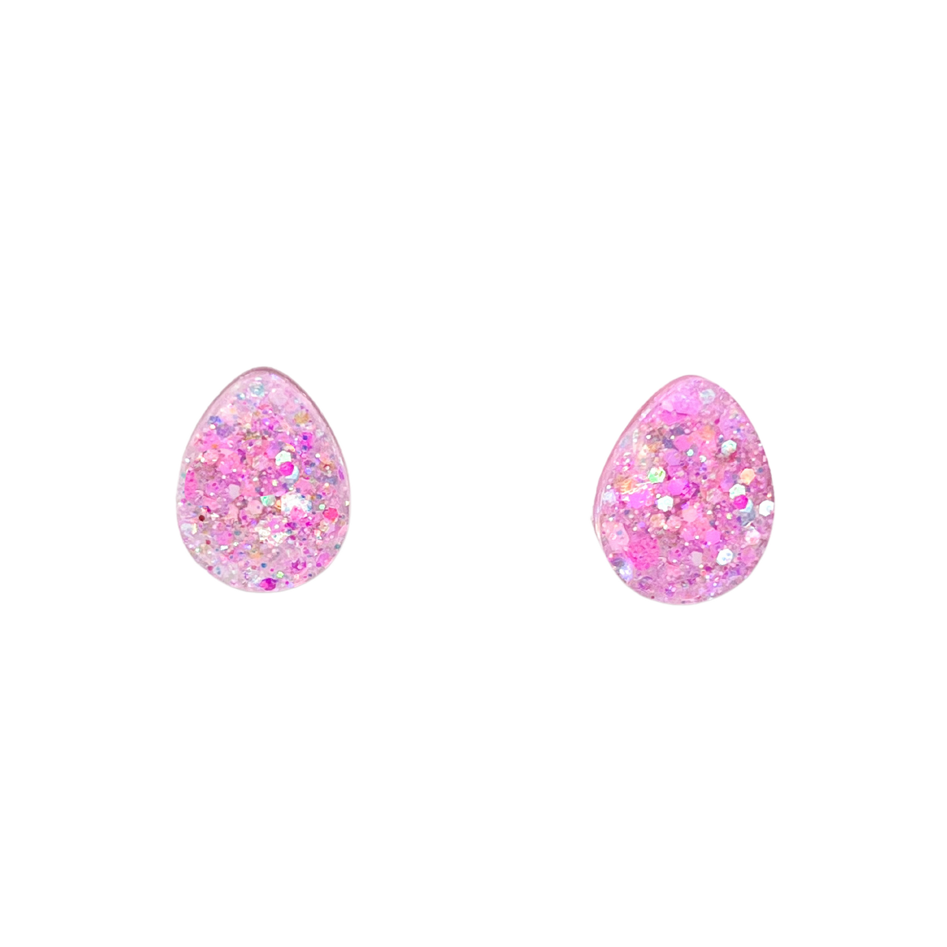 Pale Pink Glitter Easter Stud Earrings with Hypoallergenic Titanium NZ