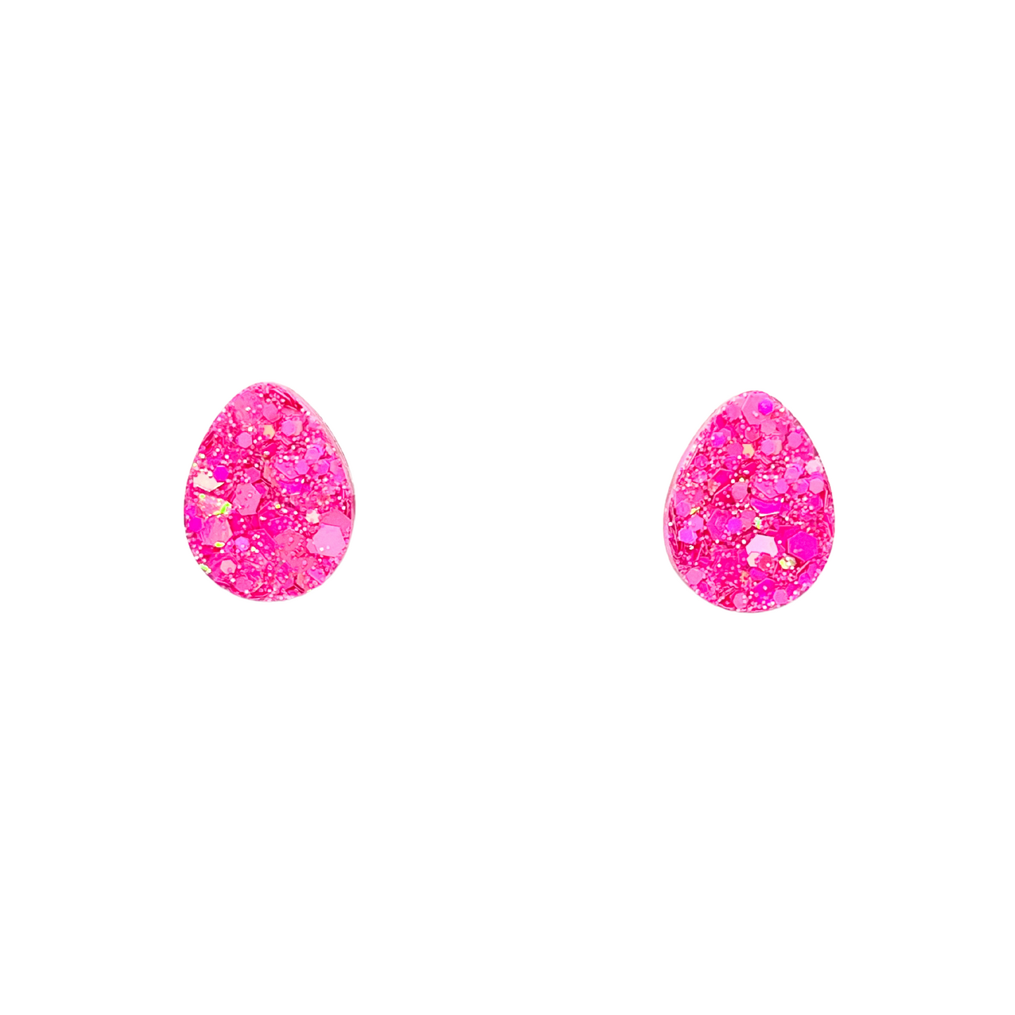 Pink Glitter Easter Stud Earrings with Hypoallergenic Titanium NZ