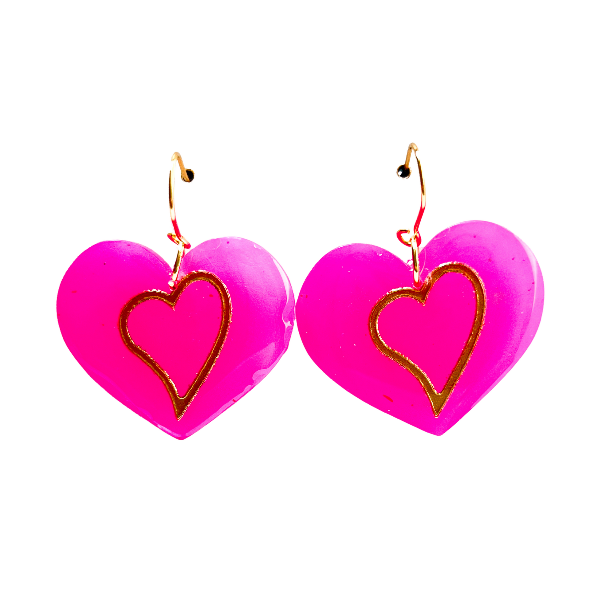 Pink & Gold Glitter Valentines Earrings with Hypoallergenic Niobium NZ