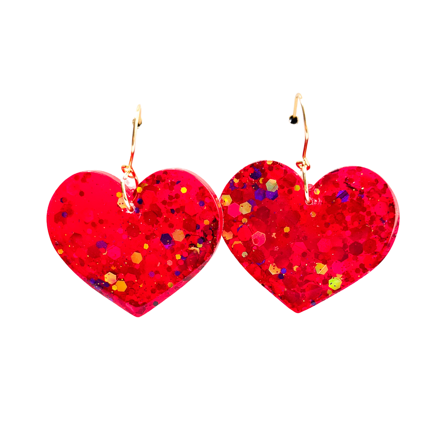 Bright Red Glitter Valentines Earrings with Hypoallergenic Niobium NZ