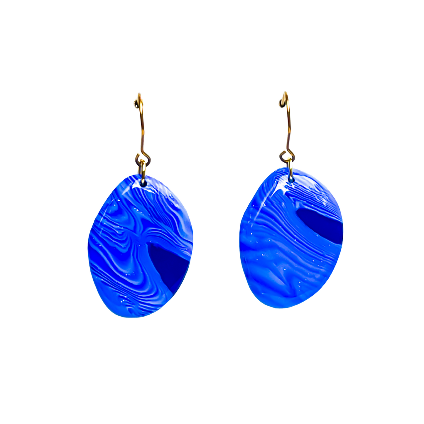 Blue Gemstone Malachite Clay Earrings Hypoallergenic Niobium Hook NZ