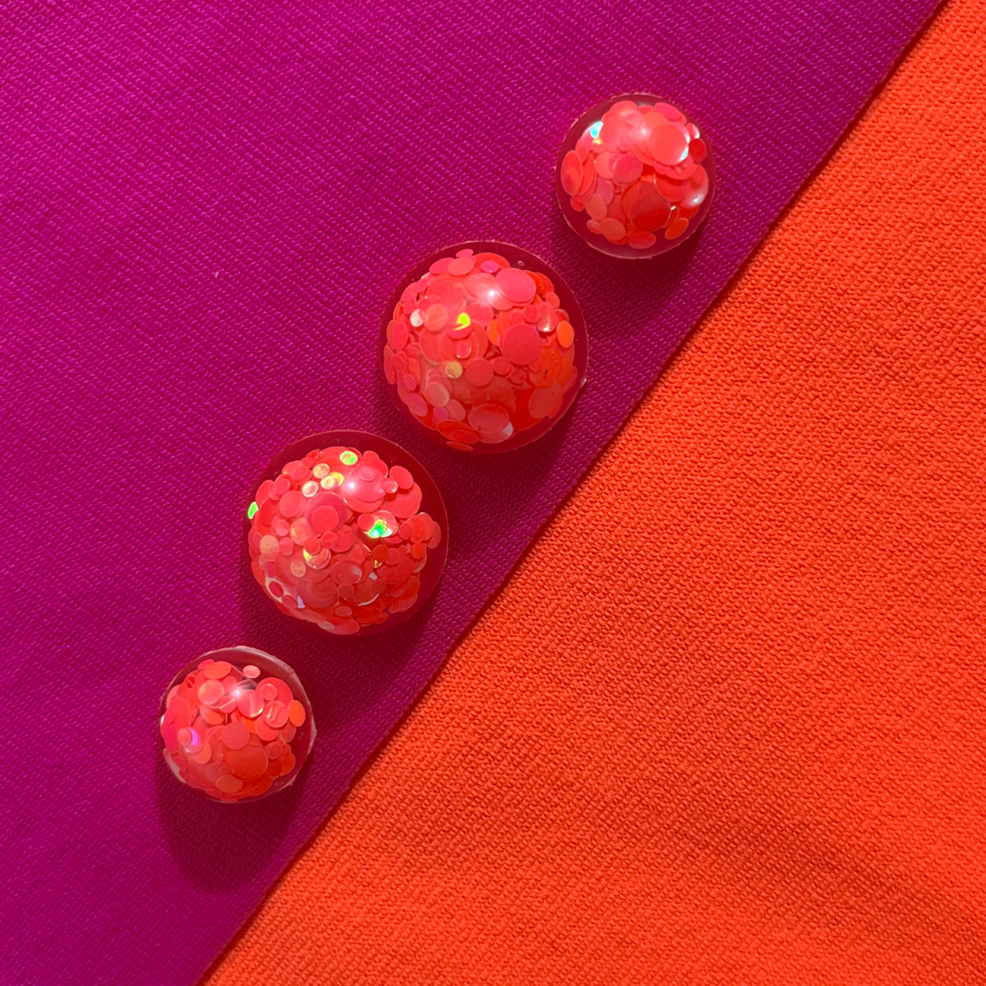 Coral Glitter Stud Earrings for Sensitive Ears