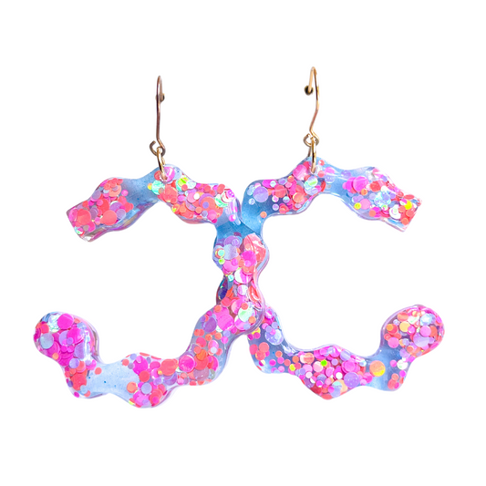 Pink, Peach & Blue Glitter Earrings with Hypoallergenic Niobium NZ