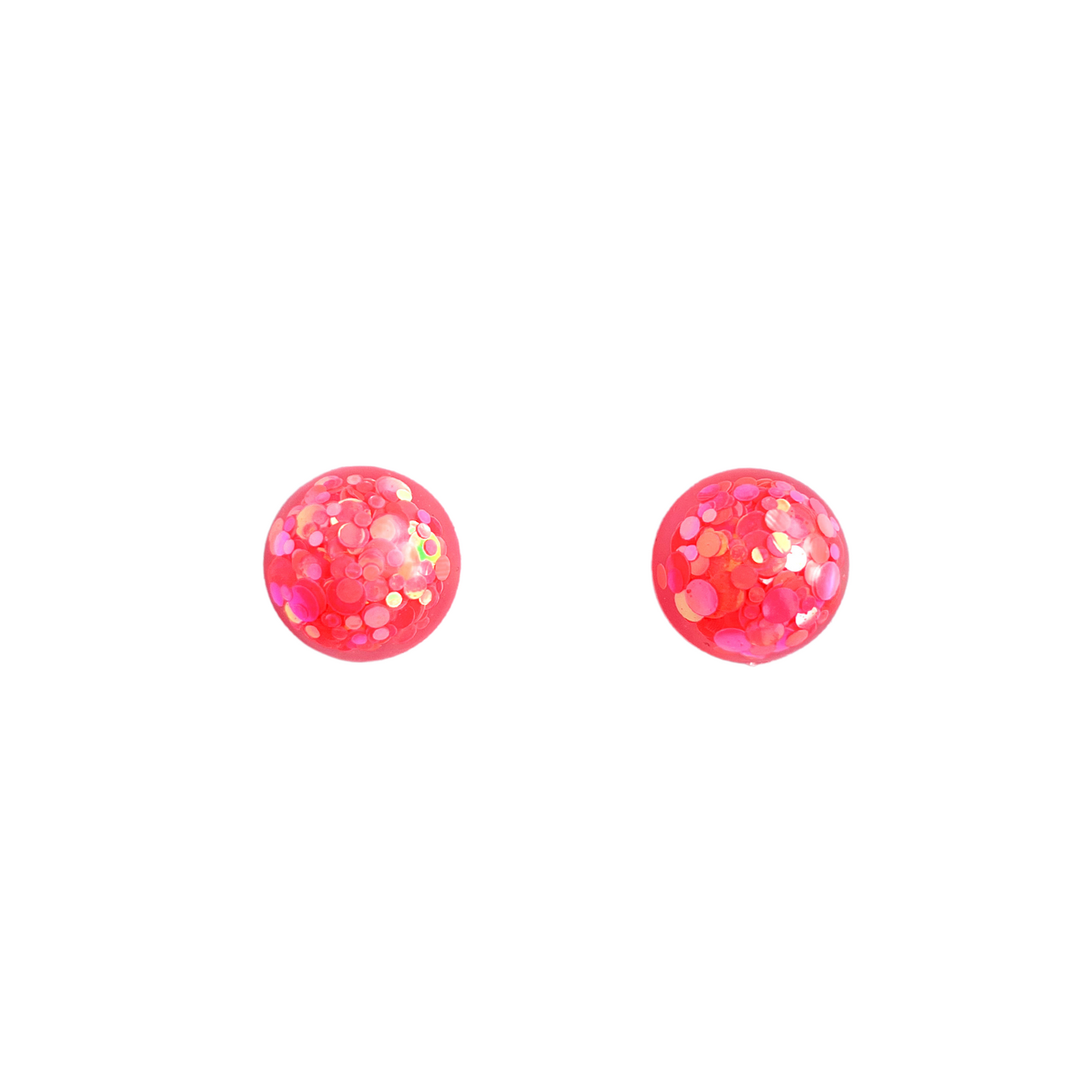 Coral Glitter Stud Earrings for Sensitive Ears