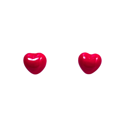 Red Heart Valentines Stud Earrings with Hypoallergenic Niobium NZ
