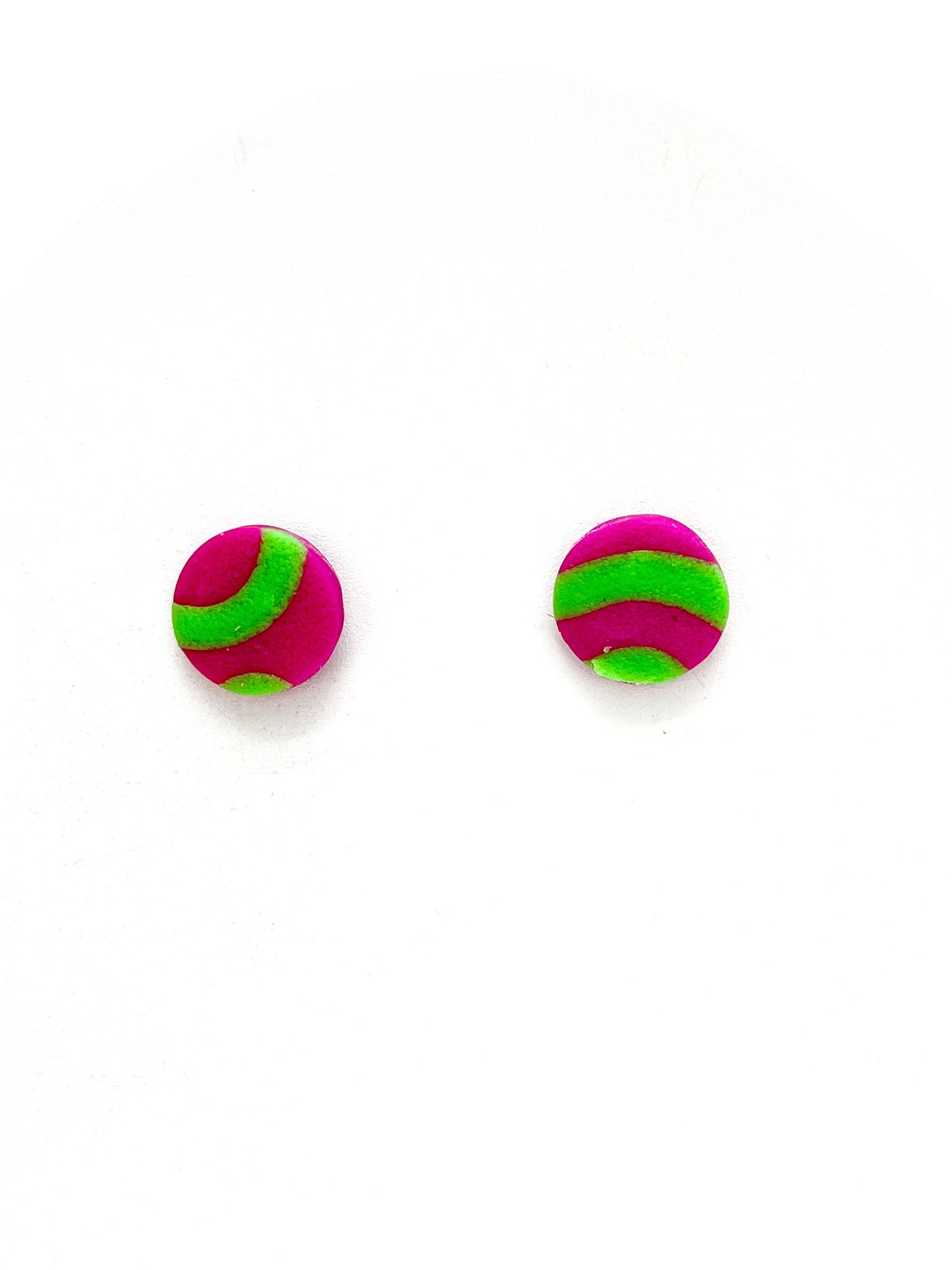 Charmed Pink and Green Wiggle stud Titanium Post